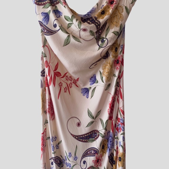 DRESS FORUM FLORAL PAISLEY COWL NECK SLEEVELESS SUMMER MIDI DRESS SIZE MEDIUM - Picture 7 of 16